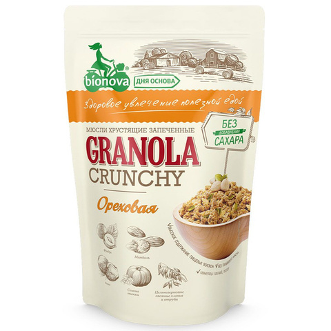 Мюсли хрустящие запеченные т.з. БИОНОВА ореховые 400г