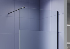 Душевая перегородка Walk In 120см, с держателем 1200мм, профиль черный матовый, Aquatek AQ.WI.120.3BL, стекло прозрачное+матовое, закаленное