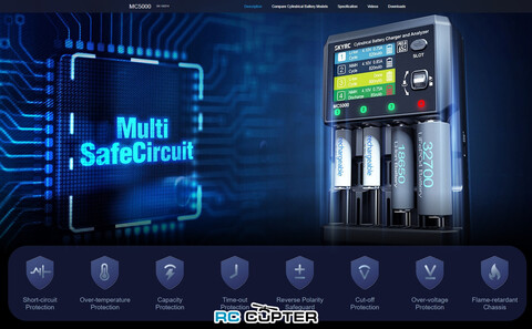 Зарядное устройство SkyRC MC5000 для цилиндрических батарей (Li/Na/Ni) x4, 80W (AC), 5A