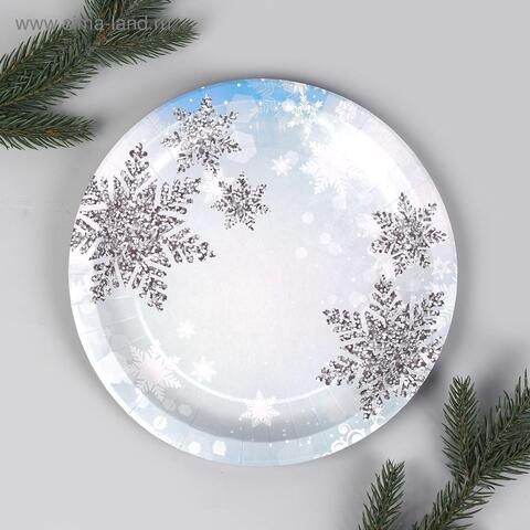 Тарелки, Снежинки, 23 см, 6 шт.