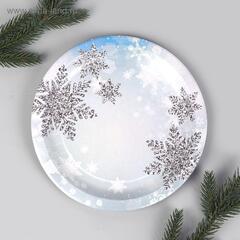 Тарелки, Снежинки, 23 см, 6 шт.