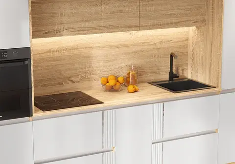 МДФ Кухня Карина №3 (Пластер Бьянко, сонома)