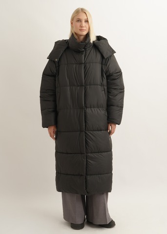 Пуховик Unisex со съемным капюшоном, черный
