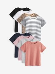 Футболка для девочки Next 736-344, 8 шт., Белый, Серый, Розовый
