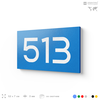 Номер на дверь 513, табличка на дверь для офиса, квартиры, кабинета, аудитории, склада, голубая 120х70 мм, Айдентика Технолоджи