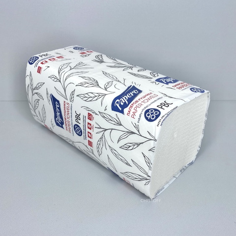 Полотенце бумажное листовое Papero V сложения 2сл. 210х220 мм (150 л.) белое (RV023)