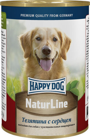 купить Happy Dog NaturLine Телятина с сердцем консервы (рубленый фарш) для взрослых собак 400 гр