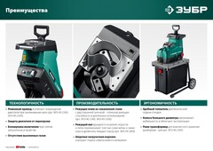 ЗУБР 2500 Вт, измельчитель садовый электрический (ЗИЭ-40-2500)