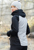 Премиальный костюм для лыж и зимнего бега Nordski Hybrid Hood Premium Black/Grey женский с лямками