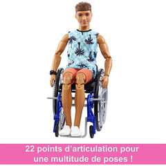 Барби Кен Fashionistas 196 с Инвалидным Креслом в Пляжной Майке и Оранжевых Шортах