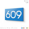 Номер на дверь 609, табличка на дверь для офиса, квартиры, кабинета, аудитории, склада, голубая 120х70 мм, Айдентика Технолоджи