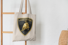 Сумка-шоппер с принтом Ламборджини, Ламборгини (Lamborghini) бежевая 002