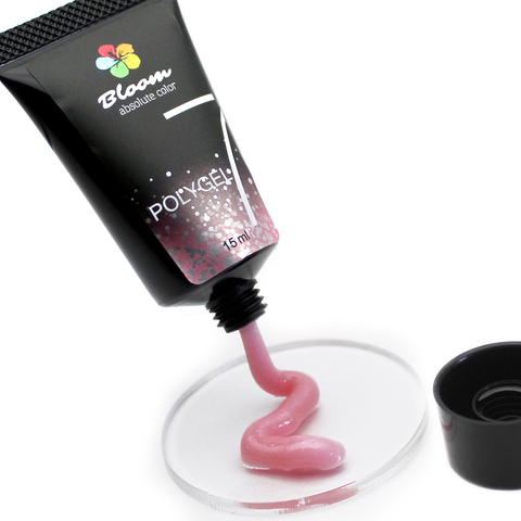Полигель Bloom 15 мл №07 тюбик РОЗОВЫЙ с блестками