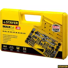 STAYER MaXCut, 40 предметов, инструментальная сталь, набор метчиков и плашек (2805-H40)