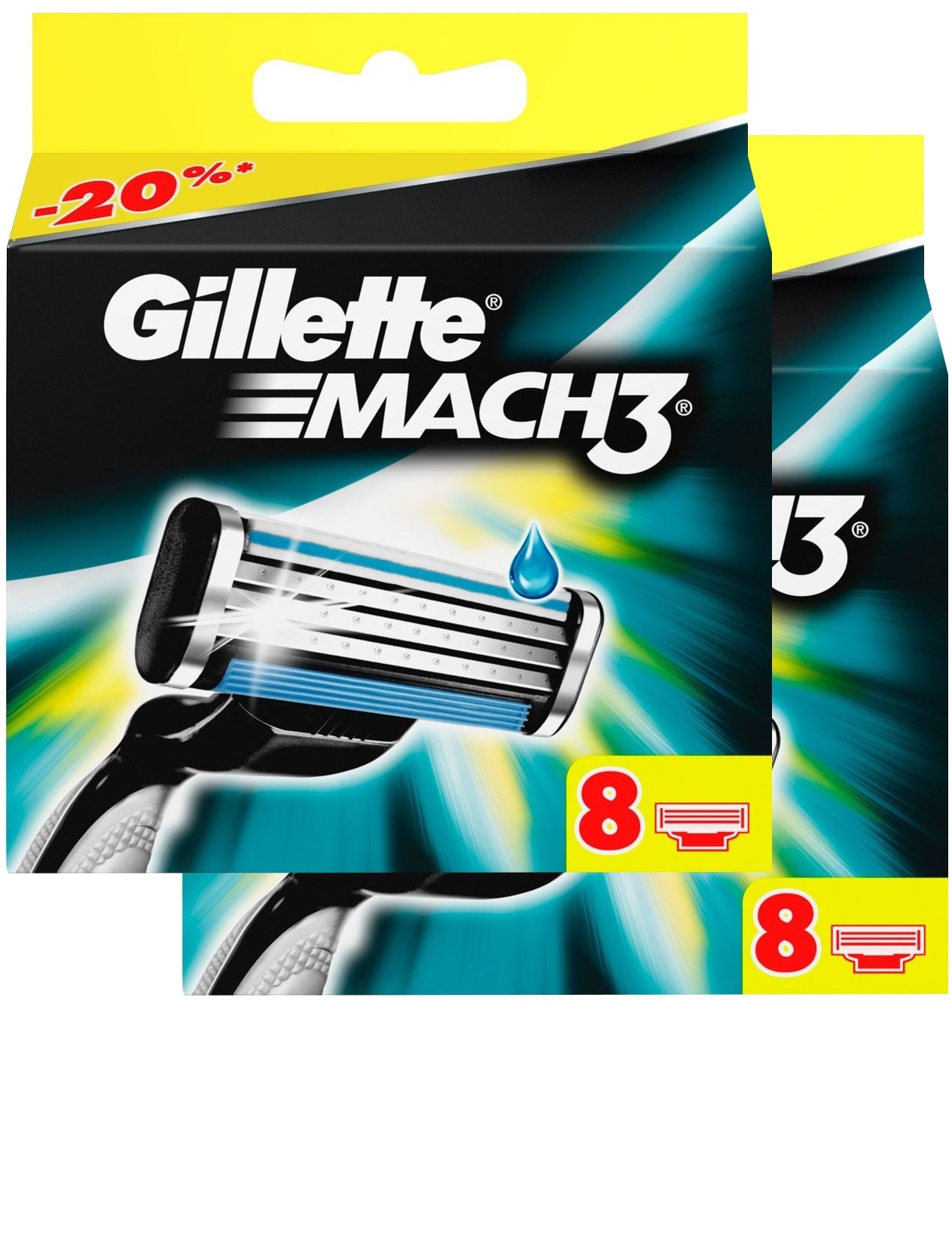 Сменные кассеты для бритья Gillette MACH3 комплект 2 по 8 (16 шт)