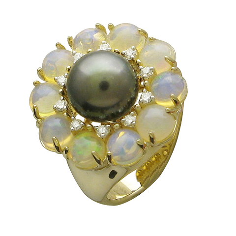 Кольцо с бриллиантами  из желтого золота JA-K-311061-4