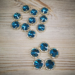 Стразы на цапах пришивные. Кабошон круглый. Бирюзовый.