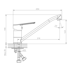 DR22018 Смеситель одноручный для кухни с поворотным изливом, хром