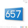 Номер на дверь 657, табличка на дверь для офиса, квартиры, кабинета, аудитории, склада, голубая 120х70 мм, Айдентика Технолоджи