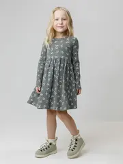 Платье  для девочки  КР 5942/пряный базилик,нежные цветочки к585