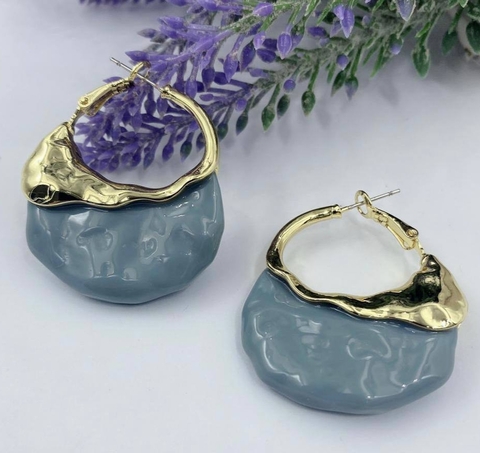 Серьги крупные с цветной вставкой из акрила в стиле CELINE