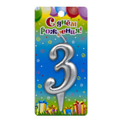 Свеча-цифра тортовая Серебро 