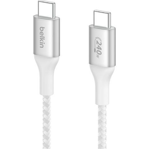 Кабель Belkin BoostCharge 240W USB-C to USB-C плетеный Cable, 2м, белый