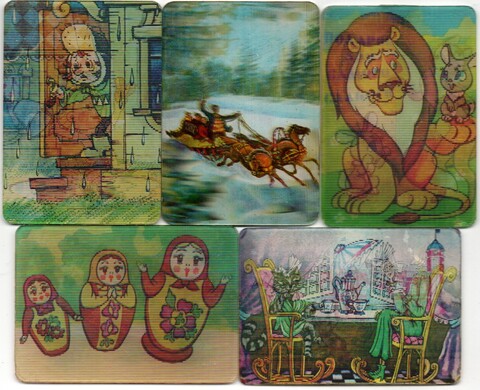 № 114 Набор из 5 переливных (стерео) Календариков . Мультфильмы СССР 1982 год.