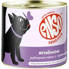 ENSO консервы для взрослых собак здоровья кожи и красоты мясо ягненок с гречкой 190гр