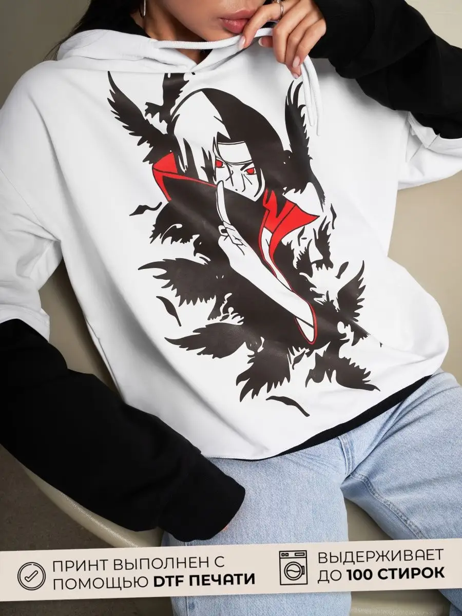 Худи женское мужское оверсайз с принтом аниме с капюшоном