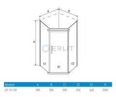 ДУШЕВОЙ УГОЛОК ERLIT ER10110V-C4 1000x1000x2000