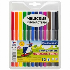 Фломастеры 12 цветов с вентилируемым колпачком, блистер/картон