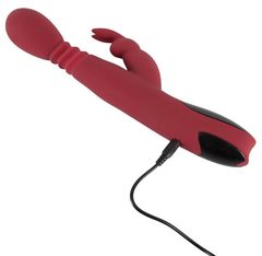 Красный вибромассажер с клиторальным отростком Rabbit Vibrator - 26,5 см. - 