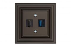 Розетка HDMI USB коричневая омбре LIREGUS RETRO