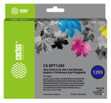 Картридж струйный Cactus CS-EPT1295 T1295 черный, голубой, желтый, пурпурный набор (45мл) для Epson Stylus Office B42, BX305, BX305F, BX320, BX525, BX625, SX420, SX425, SX525, SX620