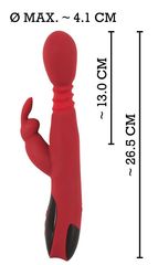 Красный вибромассажер с клиторальным отростком Rabbit Vibrator - 26,5 см. - 