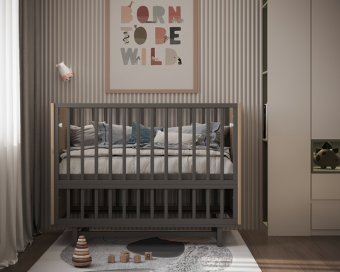 Детская кроватка для новорожденного Cambridge графит/дуб