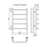 Полотенцесушитель электрический Terminus Стандарт П5 400x596, ТЭН HT-1 300W, левый/правый