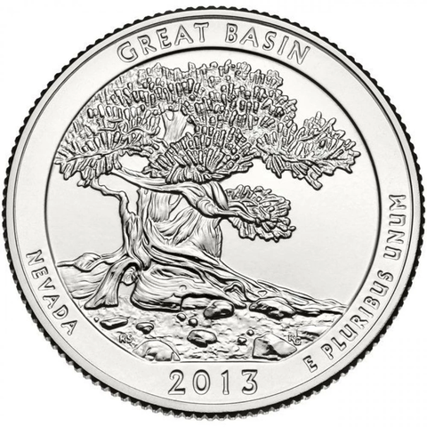 Монета Америки памятная 25 центов 18-й парк Национальный парк Грейт-Бейсин  двор: D