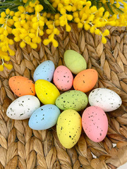 Яйцо разноцветное из пенопласта, Пастельные оттенки, пятнистые, пасхальный декор, размер 3*4 см, набор 10-12 шт.