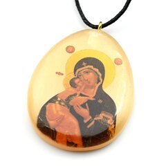 Оберег из селенита, кулон "Владимирская богородица ", 32*48 мм