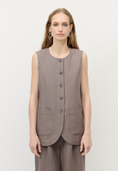 Жилет удлиненный из смесового льна
