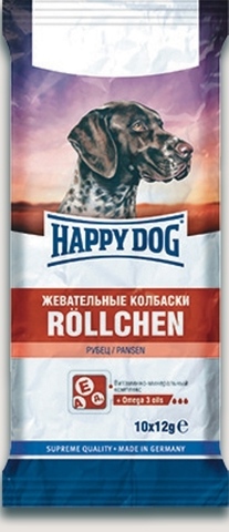 Happy Dog лакомство для собак жевательные колбаски с рубцом 120г