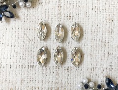 Стразы пришивные стекло в оправе, р. 1,5*0,7 см, прозрачный