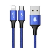 Кабель USB 2в1 Lightning / Micro USB 3A Baseus Rapid Series (CAML-SU13) с быстрой зарядкой 1,2м (120 см) (Синий)