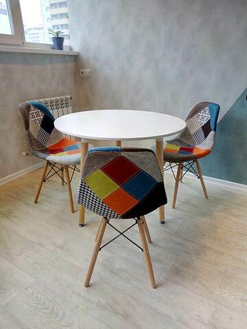 Интерьерный дизайнерский кухонный стул Eames DSW Patchwork Multucolor, пэчворк, мультиколор
