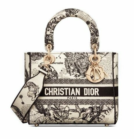 Сумка Dior Lady D-lite, модель среднего формата кремовый