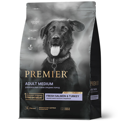 Корм Premier Dog Salmon&Turkey ADULT Medium свежий лосось и индейка для ср. собак 1 кг (Премьер)