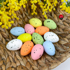 Яйцо разноцветное из пенопласта, Пастельные оттенки, пятнистые, пасхальный декор, размер 3*4 см, набор 10-12 шт.