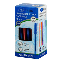 
          Ручка шариковая, масляная, Basir, синие чернила, цветной корпус, 50 шт